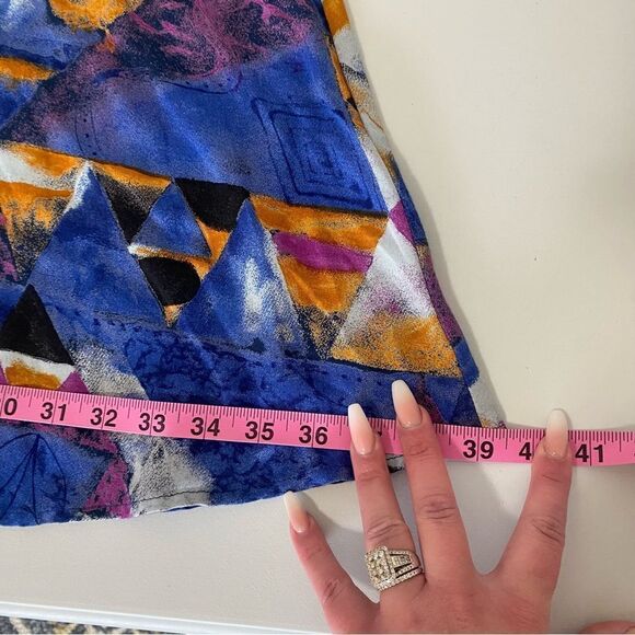 VINTAGE Susan Burrowes Abstract Flowy Maxi Skirt - Picture 8 of 9